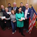 Rotary representatives Roger Cannon and Andy Nattrass present cheques to local organisations FutureWorks, The Salvation Army, The Boys Brigade, The Ymca and Bradley Lowery at Scarborough Rugby Club pic Richard Ponter
