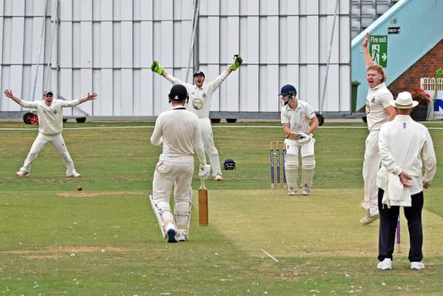Scarborough's appeal for LBW is unsuccessful. Photo by Simon Dobson
