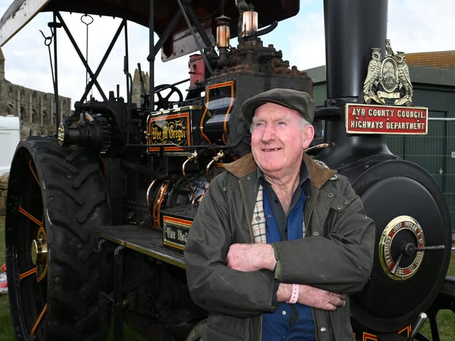 Derek Hubbuck with his engine.