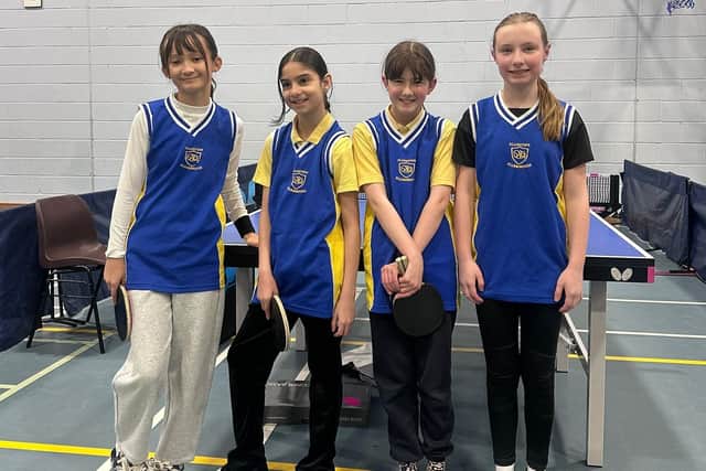 Gladstone Road School Girls table tennis team, from left, Chloe, Vanessa, Lucy and Aleksandra have reached the national schools final in Wolverhampton in April.