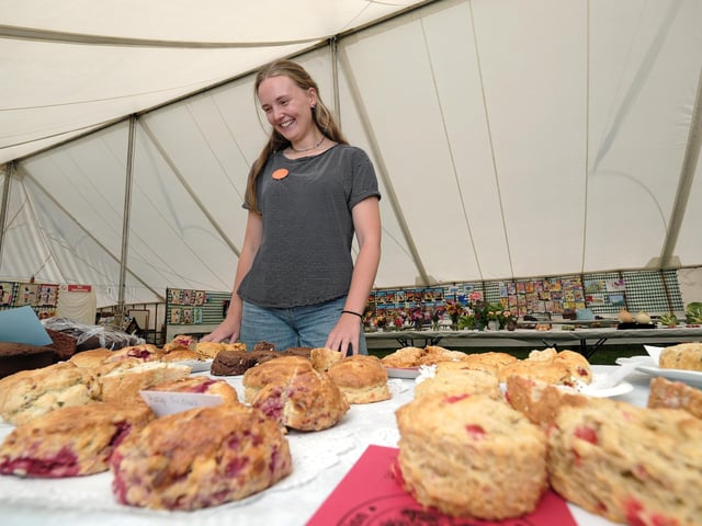 Ella Smith views the cakes.