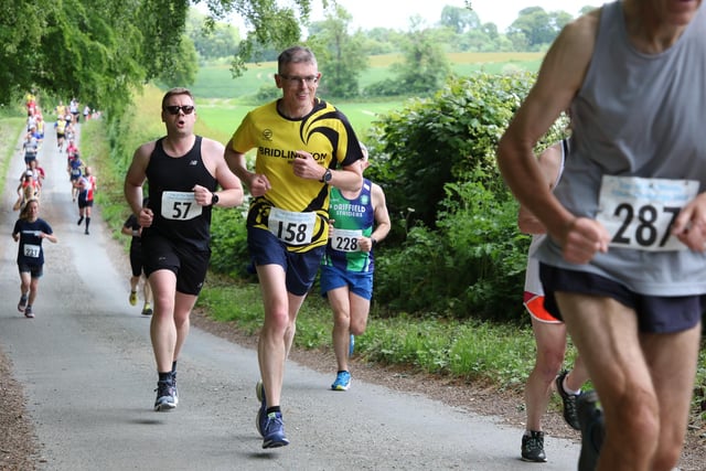 Bridlington Road Runner Graham Lonsdale works his way uphill during the Top of the Wolds 10K event.
