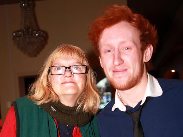 Sally and David painting the town red in the Barbican