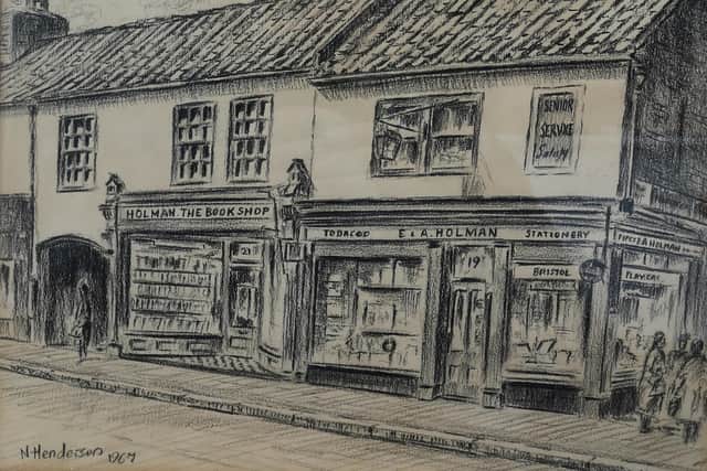A sketch of Holman's shop front as it looked in 1967.