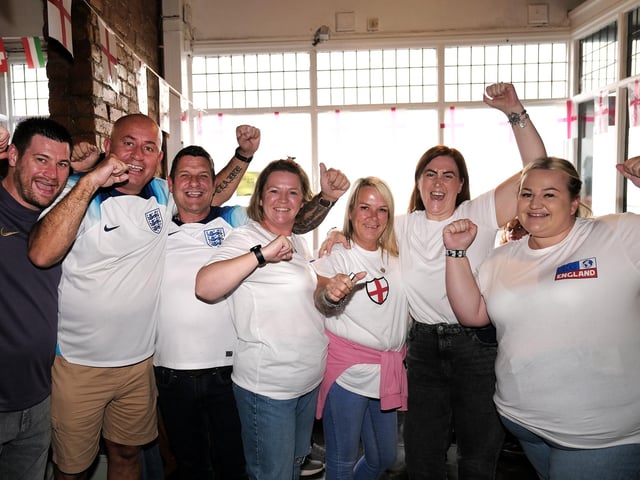 Fans getting ready to cheer on England in the Euro 2024 final.