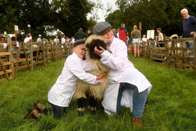 Jorja Coates 5 (left) and Missy Coates 9 from Robin Hoods Bay pictured with there Valais blacknose sheep called Legacy