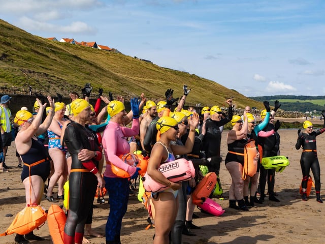 Sea swimmers ready for the off.