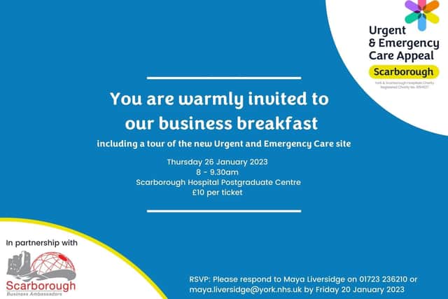 The business breakfast will raise funds for the Urgent and Emergency Care Appeal