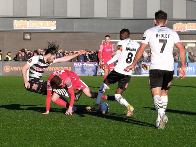 A Darlington challenge floors Scarborough Athletic's influential midfielder Kieran Glynn