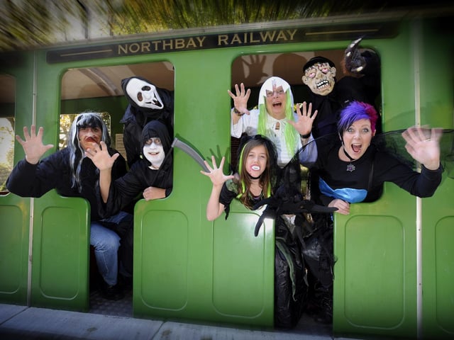 Spooking the passengers...  ghost trains running on the North Bay Railway for Halloween.   104324a   photo: Andrew Higgins