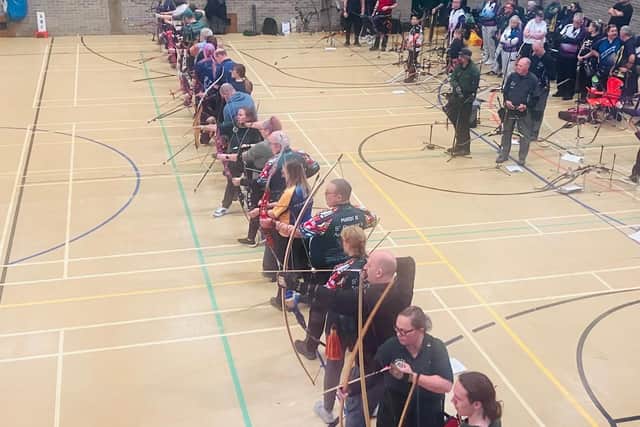 Action from the 34th Indoor Portsmouth Archery competition at the Bridlington CYP.