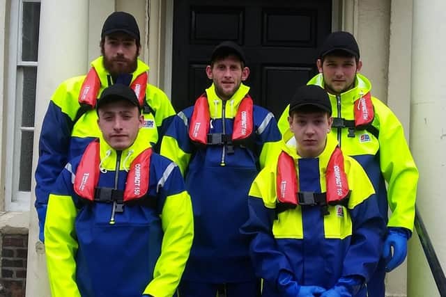 Cohort of young trainees outside Whitby Fishing School.