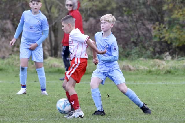 Brid Rangers Titans U13s, blue kit, lost out to Springhead in the league. PHOTOS BY TCF PHOTOGRAPHY