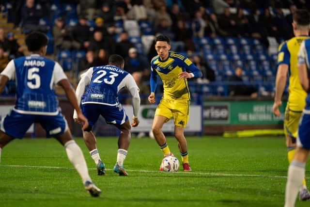 Rio Allan opened the scoring for Boro at Curzon Ashton. Photo by Wandering Photography