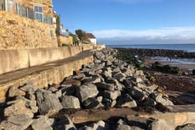 The coastal rock armour protection at Runswick Bay. 
picture by Carl Gavaghan