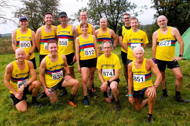 Scarborough Athletic Club's squad at the East Yorkshire Cross Country League opener at Bishop Wilton.