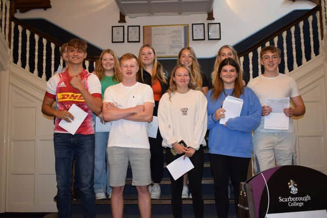 Scarborough College students celebrate their GCSE results.
