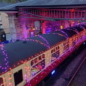 An illuminated steam train due to leave Pickering station.
picture: Emma Atkins
