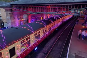 An illuminated steam train due to leave Pickering station.
picture: Emma Atkins