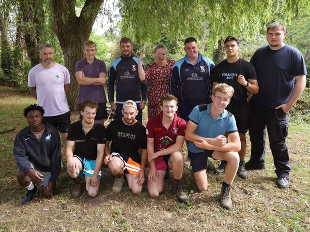 Forge Valley Inn and Brompton CC Cricket teams with landlady Lydia Purnell