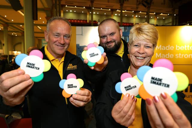 Made Smarter stand Mike Pennington, Joe Beresford and Yvonne Emerson