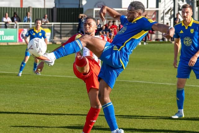 Weledji fires in the Boro goal. Photo by Wilkins Photography