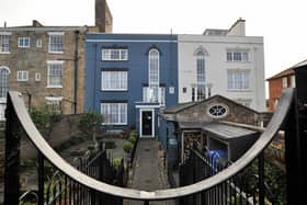 The impressive front view of the Georgian townhouse.