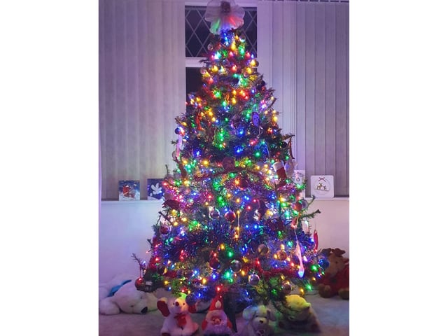 This vibrant maximalist tree is from Bridlington, and a number of plushies surrounding the tree makes the photo very cozy.