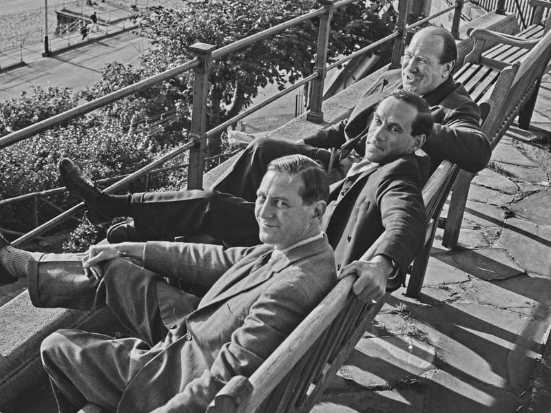 From left to right, British Liberal politicians Eric Lubbock (1928 - 2016), Jeremy Thorpe (1929 - 2014) and George Mackie (1919 - 2015) during the Liberal Party annual conference in Scarborough, September 1965.