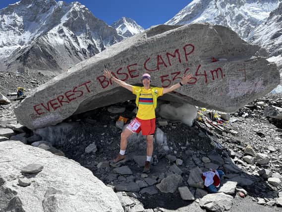 Scarborough Athletic Club's Steven Garlick at Base Camp during the Everest Marathon.