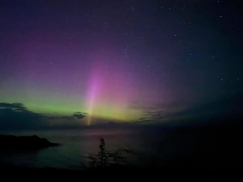The colourful lights danced overhead in Cayton Bay.