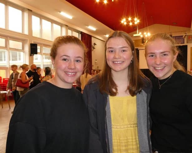 Abigail, Annie and Jess celebrating their excellent results