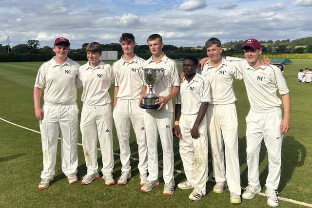 The seven Scarborough College National Cup winners who also won the county championship with Wykeham CC U15s just a week beforehand.