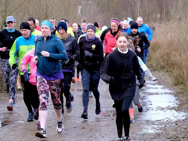 Athletes take on the early stages of the North Yorkshire Water Park Parkrun