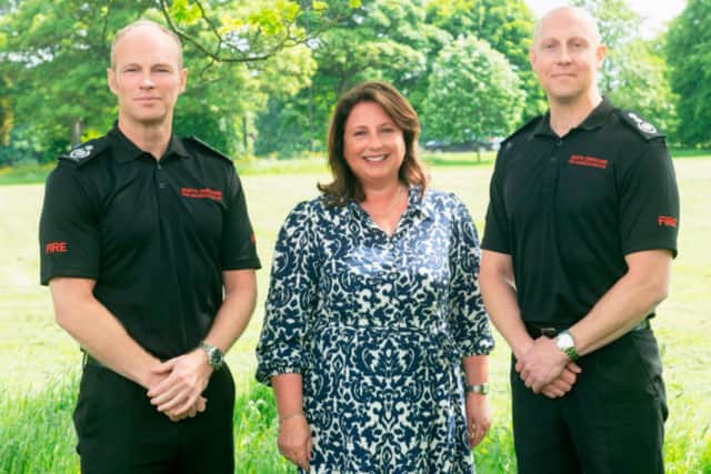 Deputy Chief Fire Officer Mat Walker, left, Commissioner Zoë, and Chief Fire Officer Jonathan Dyson.