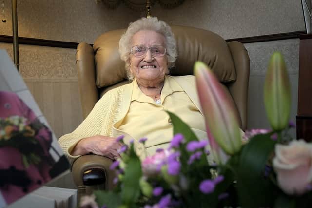 Edna Bates pictured on her 100th birthday