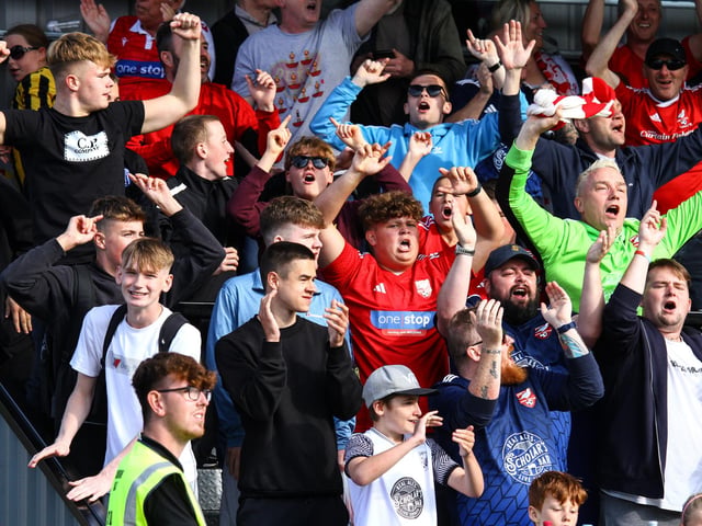The Boro fans cheer on their team against Chester.