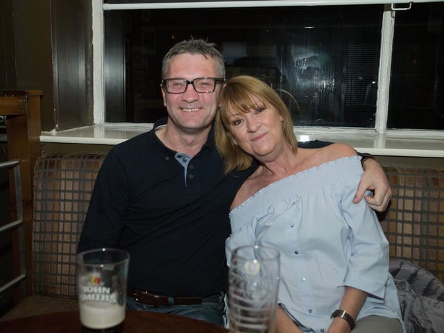 Paul & Helen share a cuddle and a pint in The Waterhouse.