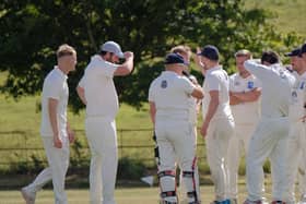 Scalby CC celebrate taking a Cayton wicket