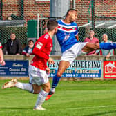 Junior Mondal scored what turned out to be a consolation goal for Whitby Town in the 3-1 loss at home to Ashton United. PHOTOS BY BRIAN MURFIELD