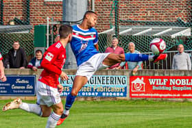 Junior Mondal scored what turned out to be a consolation goal for Whitby Town in the 3-1 loss at home to Ashton United. PHOTOS BY BRIAN MURFIELD