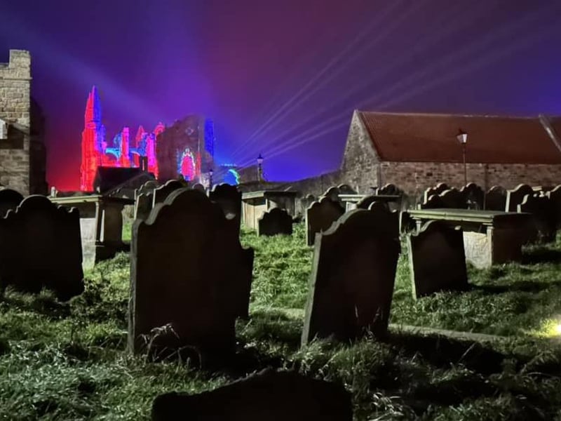 Illuminated abbey event casts a light over St Mary's Churchyard in Whitby too.
picture: Richard Eglon