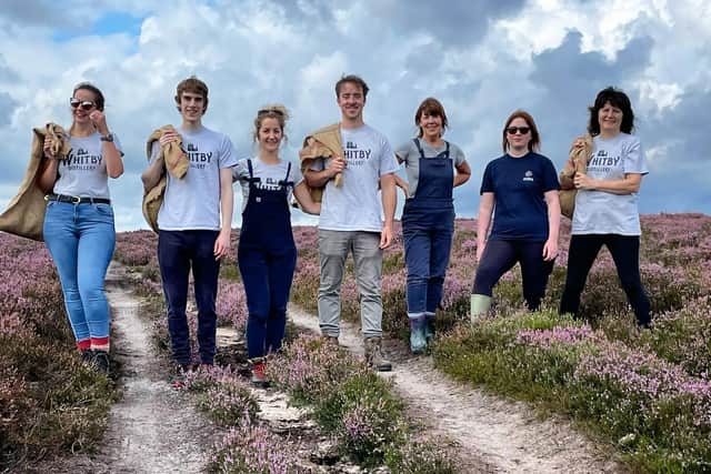 The Whitby Distillery team, with founders Jess Slater third from left and Luke Pentith in the centre.