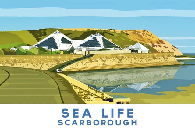 Richard O'Neills Artwork with the newly installed solar and Sea Life's iconic pyramids