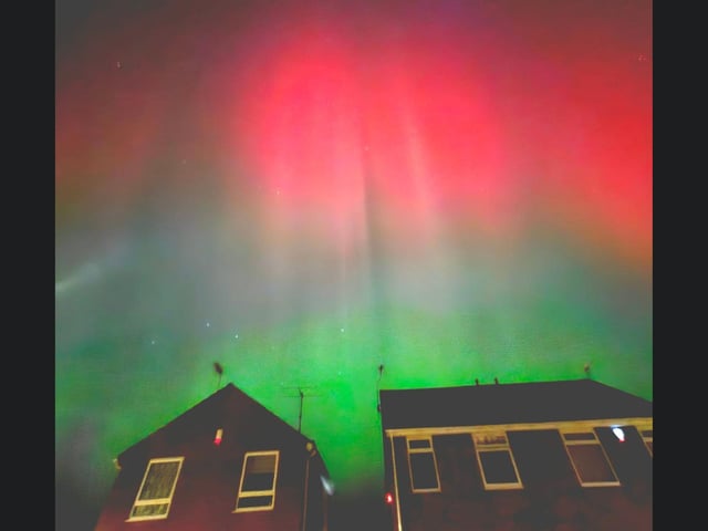 Fantastic view of the Northern Lights in a Bridlington residential area.
