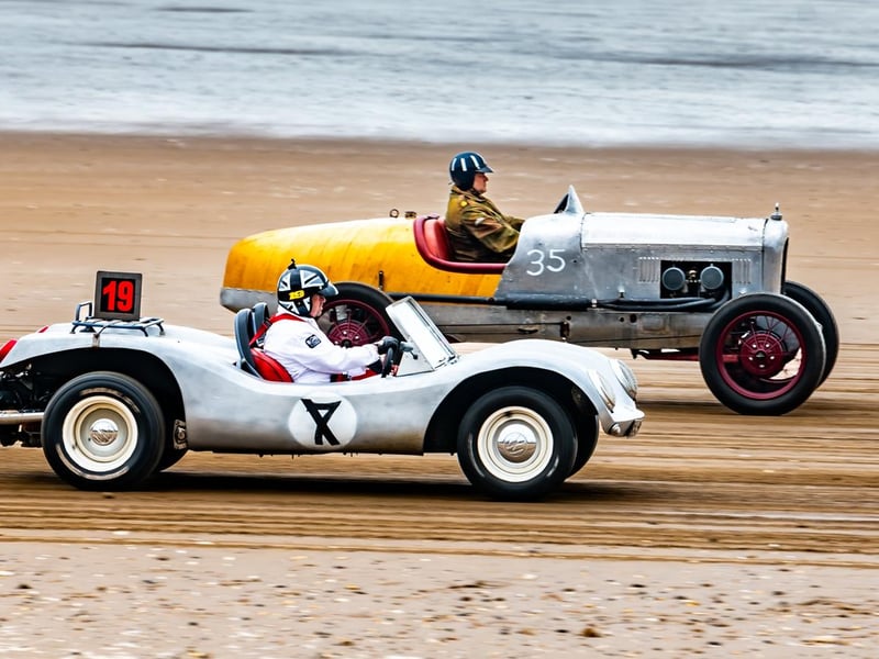 This years The Race the Waves Vintage Beach Race festival held on Bridlingon's south beach with over one hundred competitors taking part in the event from the early years of coastal motor racing to post-war American hot-rodders and drag racing culture. Picture By Yorkshire Post Photographer,  James Hardisty. Date: 22nd April 2023.