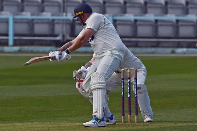 Snainton captain Ben Norman struck a superb 99no and took two wickets as his side beat Staxton by 20 runs to secure promotion from Division 3. Photo by Simon Dobson