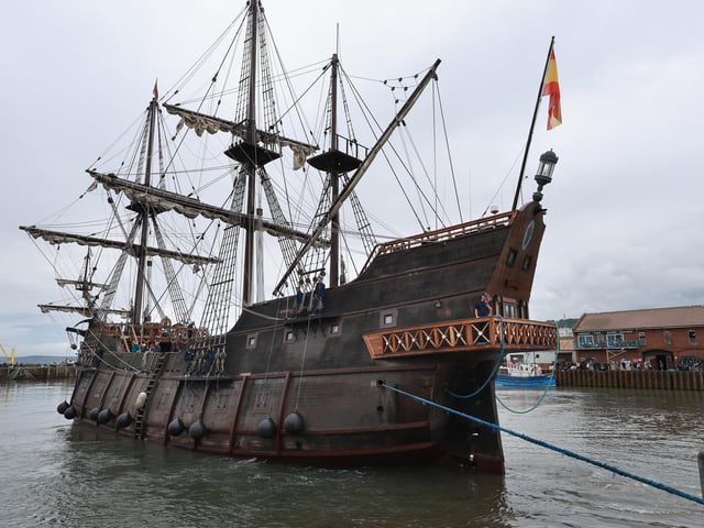 The galleon moored in the harbour