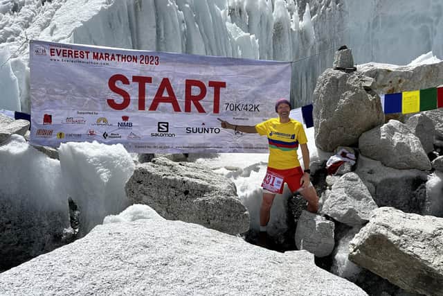 Steven Garlick at the start of the Everest Marathon.