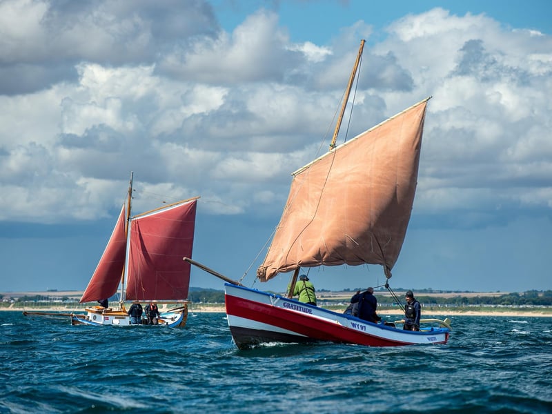 Cobles, Norseman and Gratitude, out at sea.